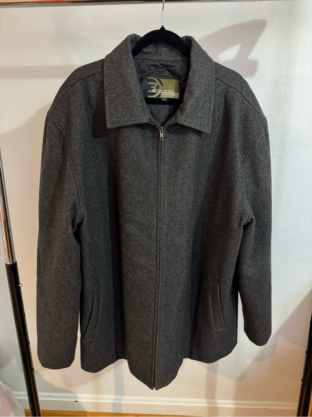 Men's Charcoal Wool Blend Zip Jacket